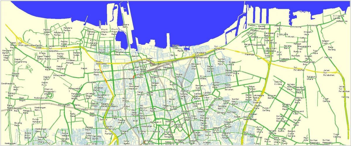 mapa del norte de Yakarta