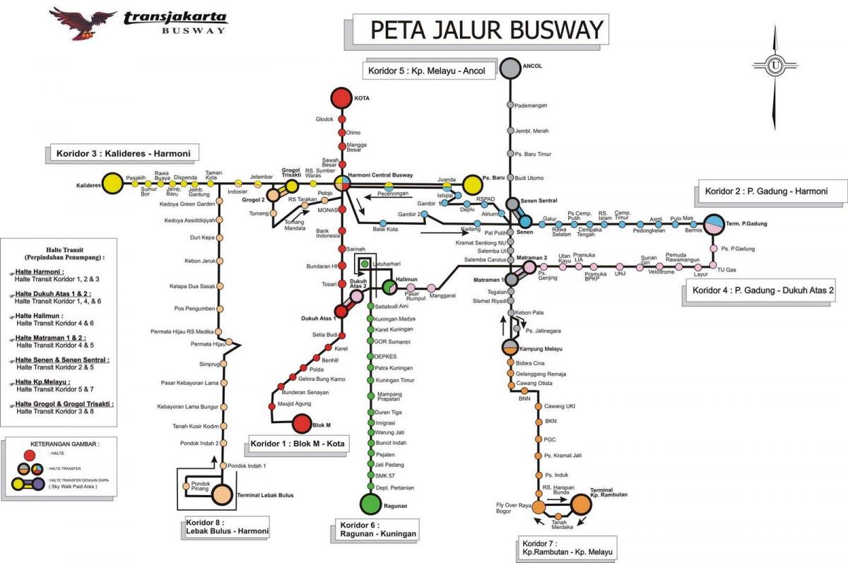 Yakarta mapa de autobuses