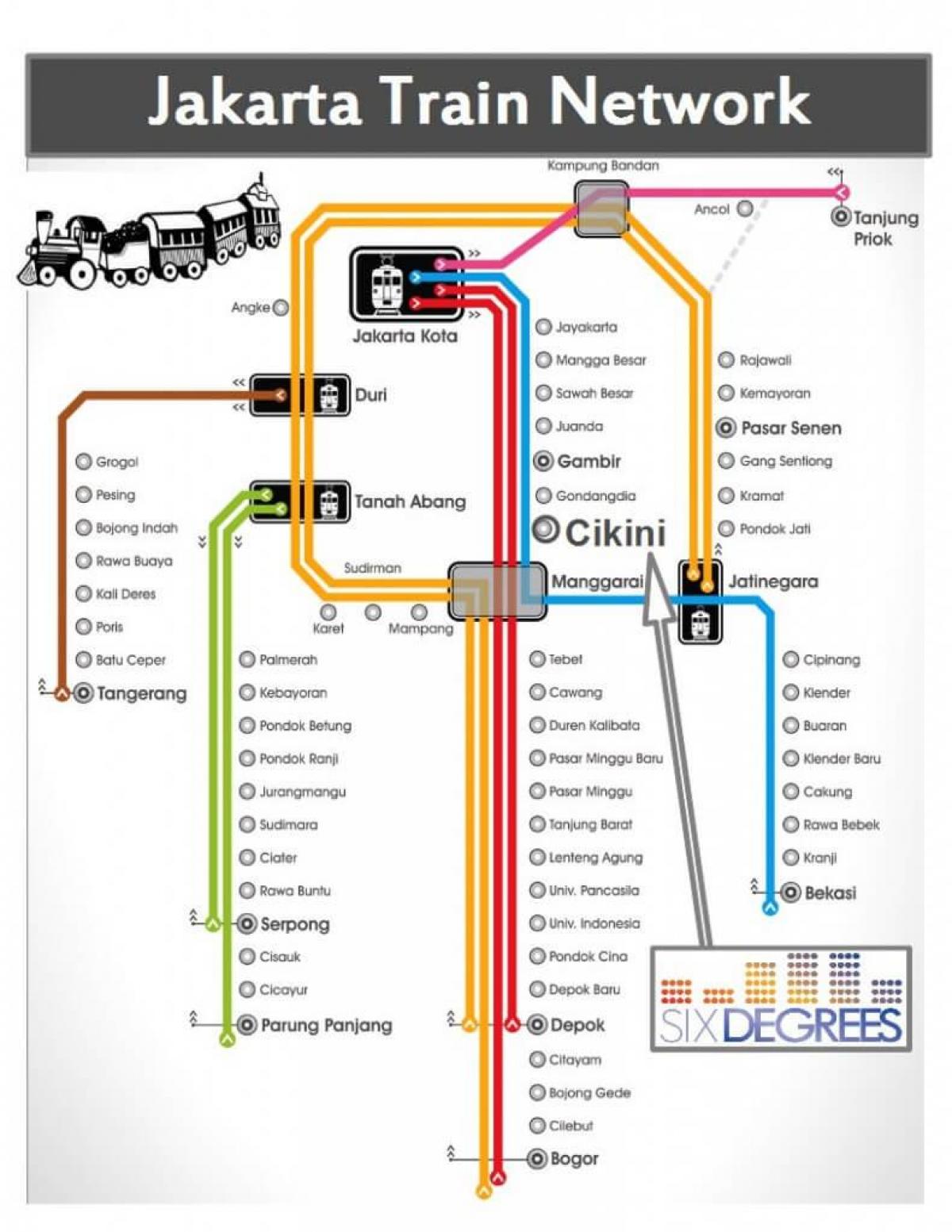 mapa de Yakarta de la estación de tren